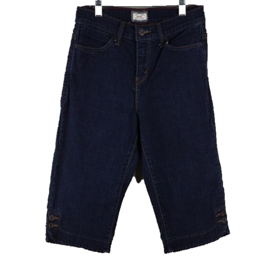 Levi's 512 Original Jean Perfectly Slimming Blue Dark Wash High Rise Capris Pant
